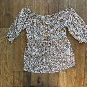 Stradivarius Beach Coverup Flowers Red White Yellow Blue Size Large